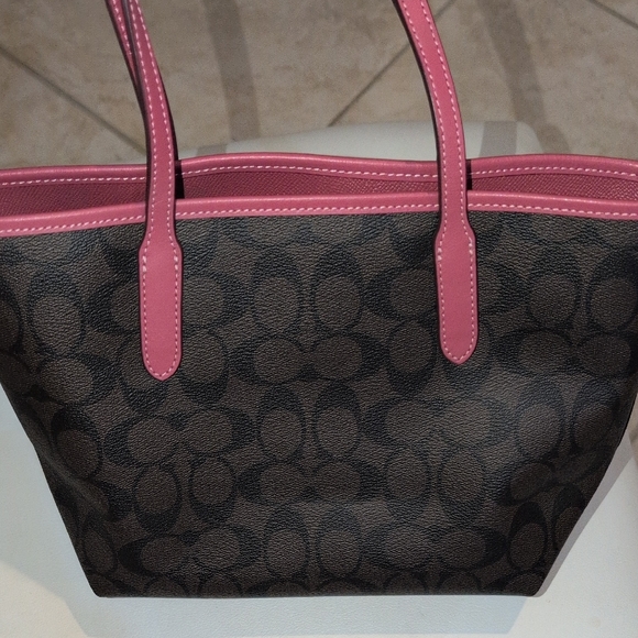 Coach Signature Mini Tote With Rouge Leather Trim And Logo CM183 - Picture 14 of 15